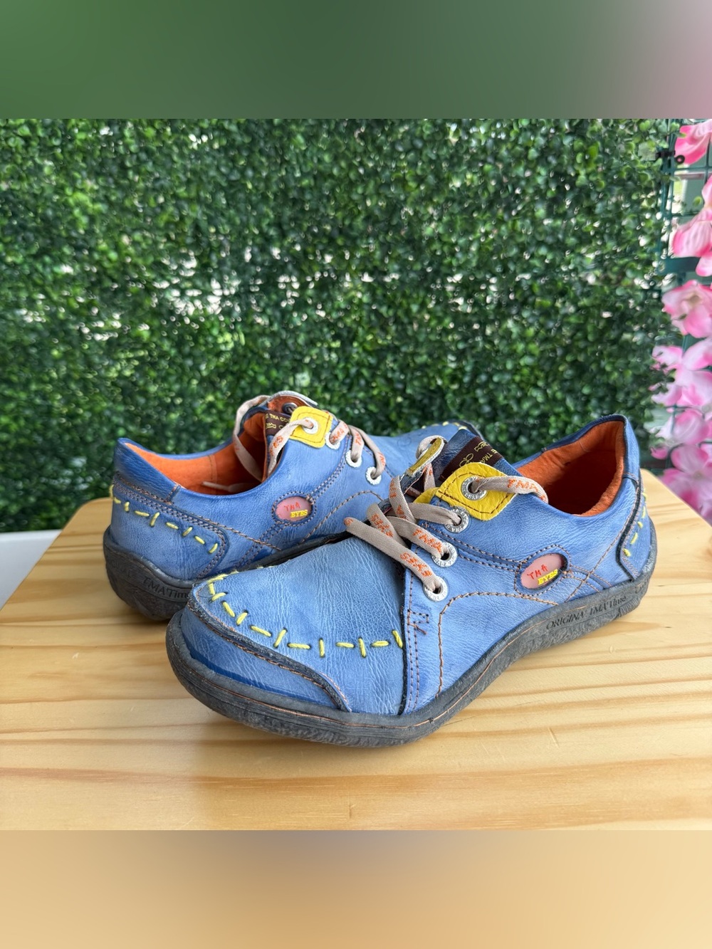 TMA Eyes Women’s 9 EU 39 Blue Leather Shoes Lace Up Comfort Hand Stitched - Picture 12 of 12